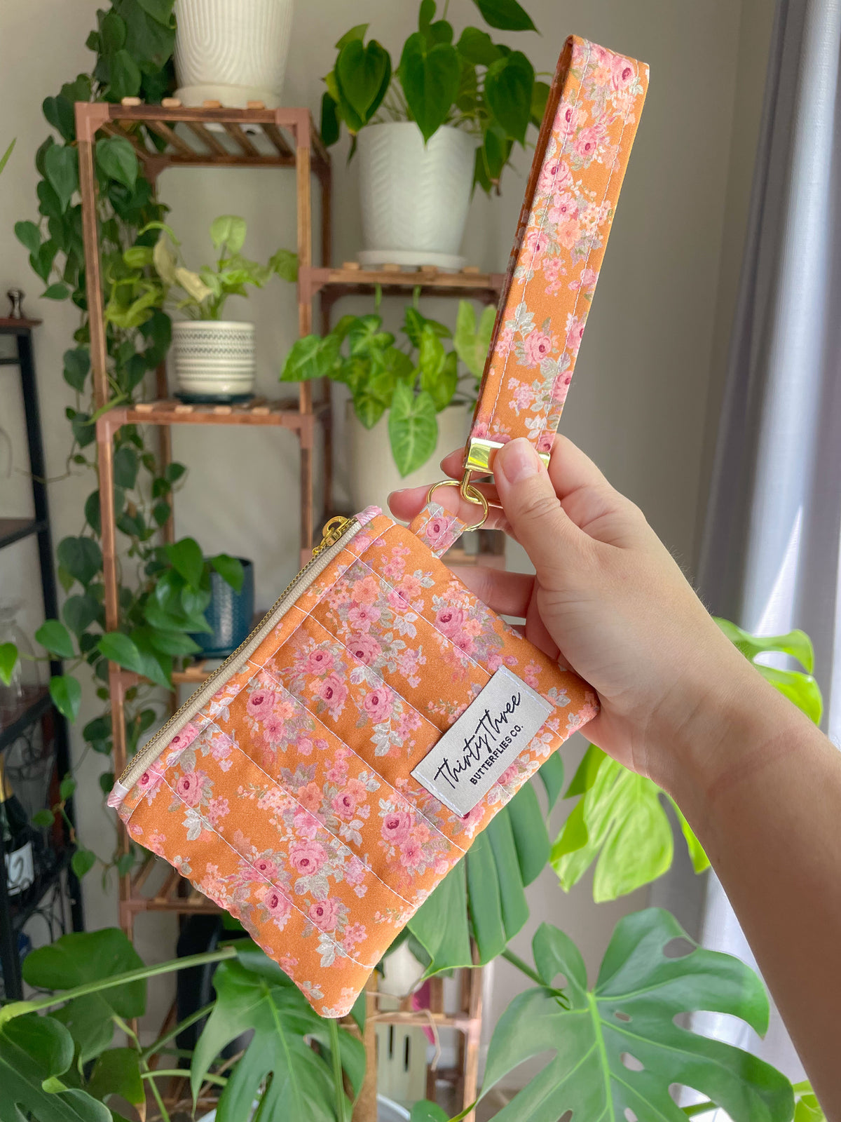 Cottage Core Persimmon Orange Wristlet