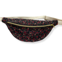 Load image into Gallery viewer, Black Floral Corduroy Belt Bag
