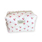 Cherries on White Quilted Travel Pouch