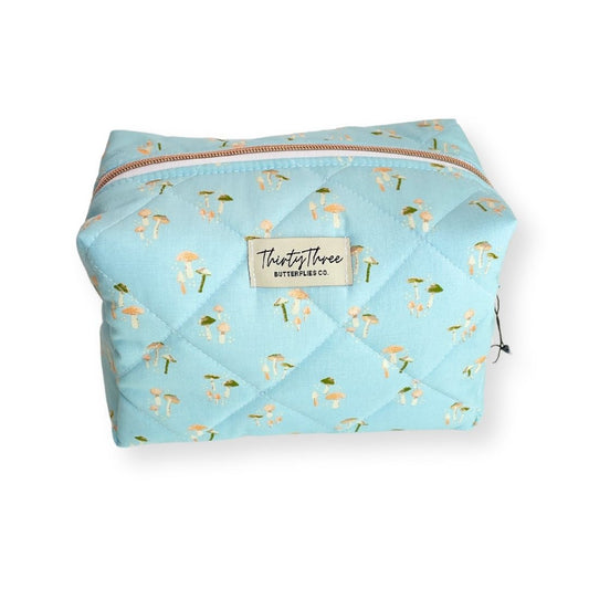 Peach Mushroom Quilted Travel Pouch