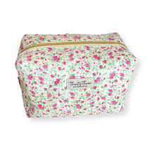 Load image into Gallery viewer, Petite Pink Rose Quilted Travel Pouch
