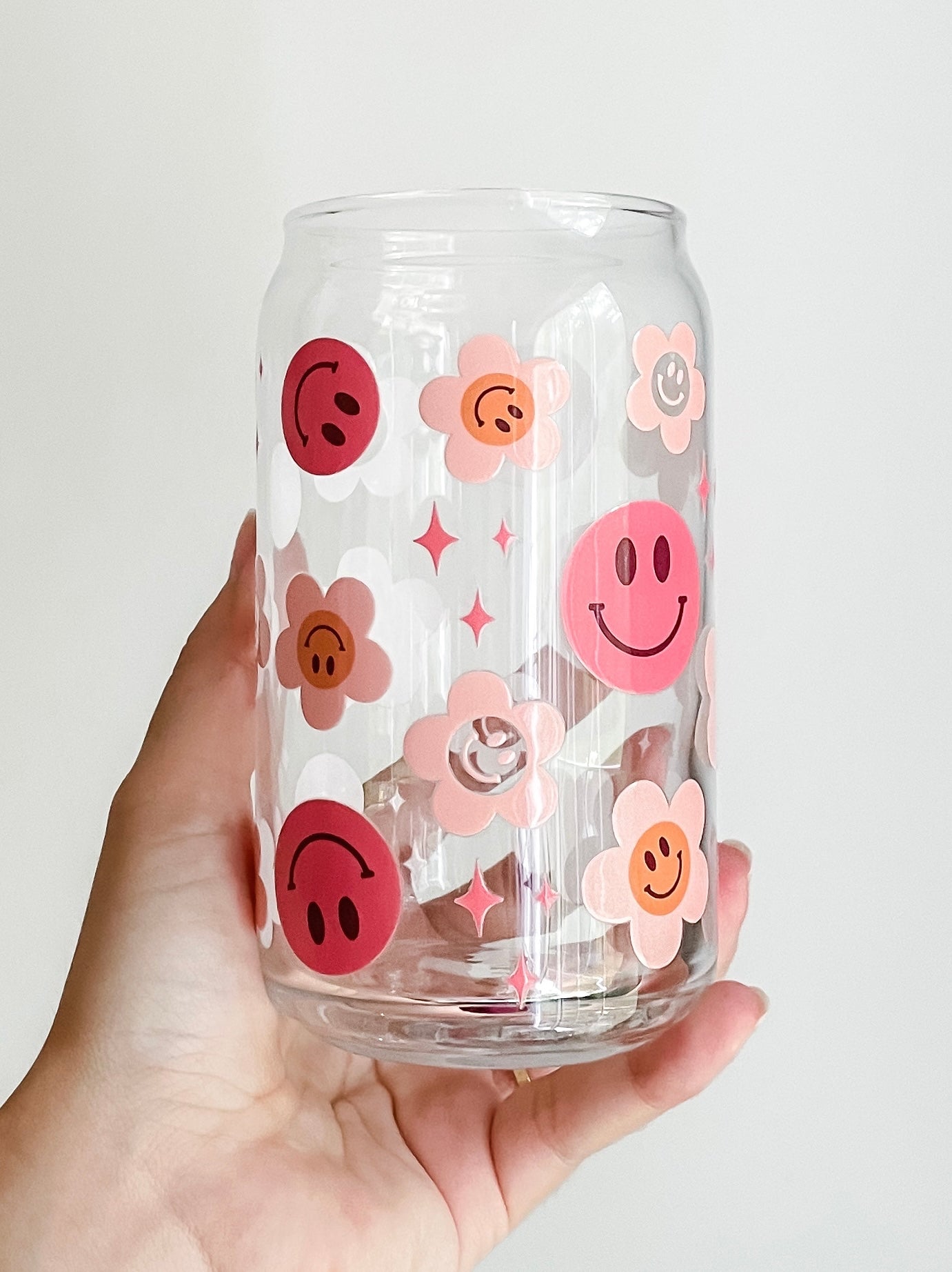 Pink Smileys Glass