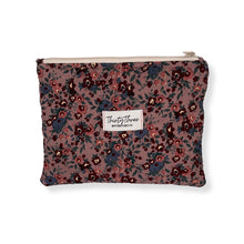 Load image into Gallery viewer, Quilted Mauve Floral Corduroy Zipper Pouch
