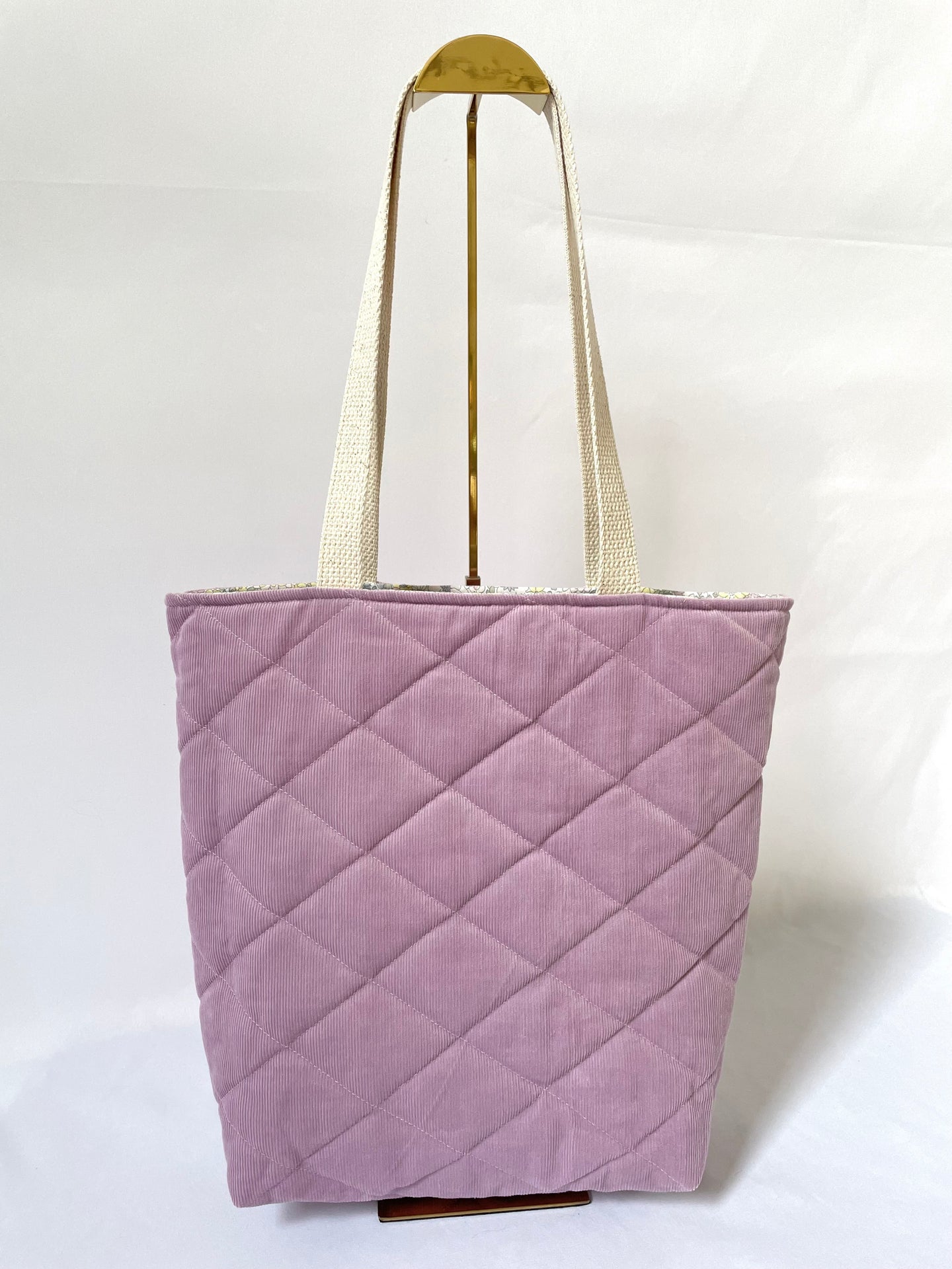 Lilac Corduroy Quilted Tote Bag