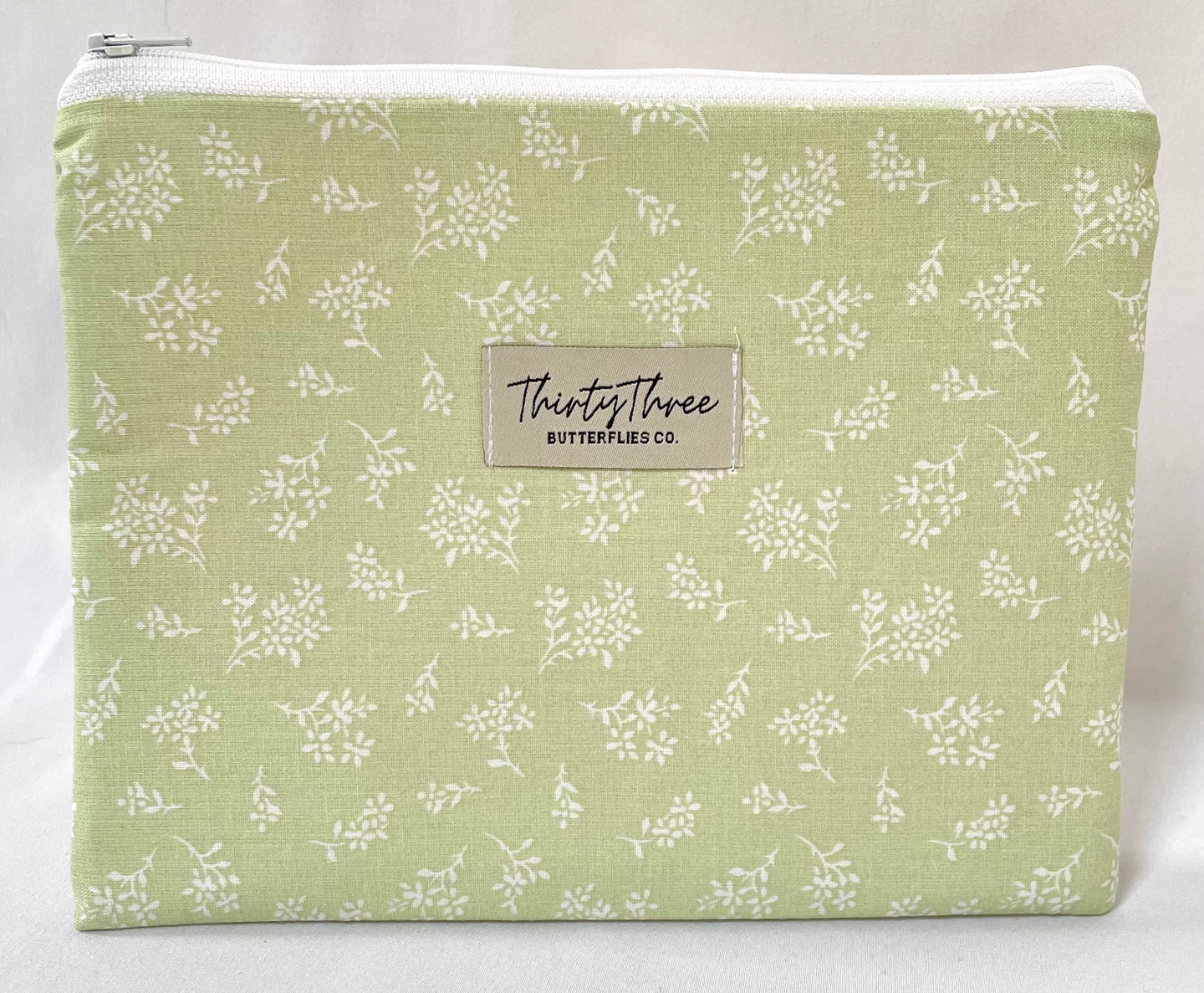 Lime Floral Small Zipper Pouch