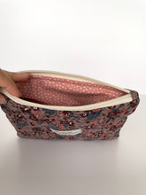 Load image into Gallery viewer, Quilted Mauve Floral Corduroy Zipper Pouch
