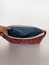 Load image into Gallery viewer, Quilted Ruby and Denim Corduroy Zipper Pouch
