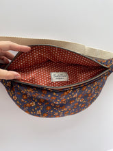 Load image into Gallery viewer, Navy and Rust Floral Corduroy Belt Bag
