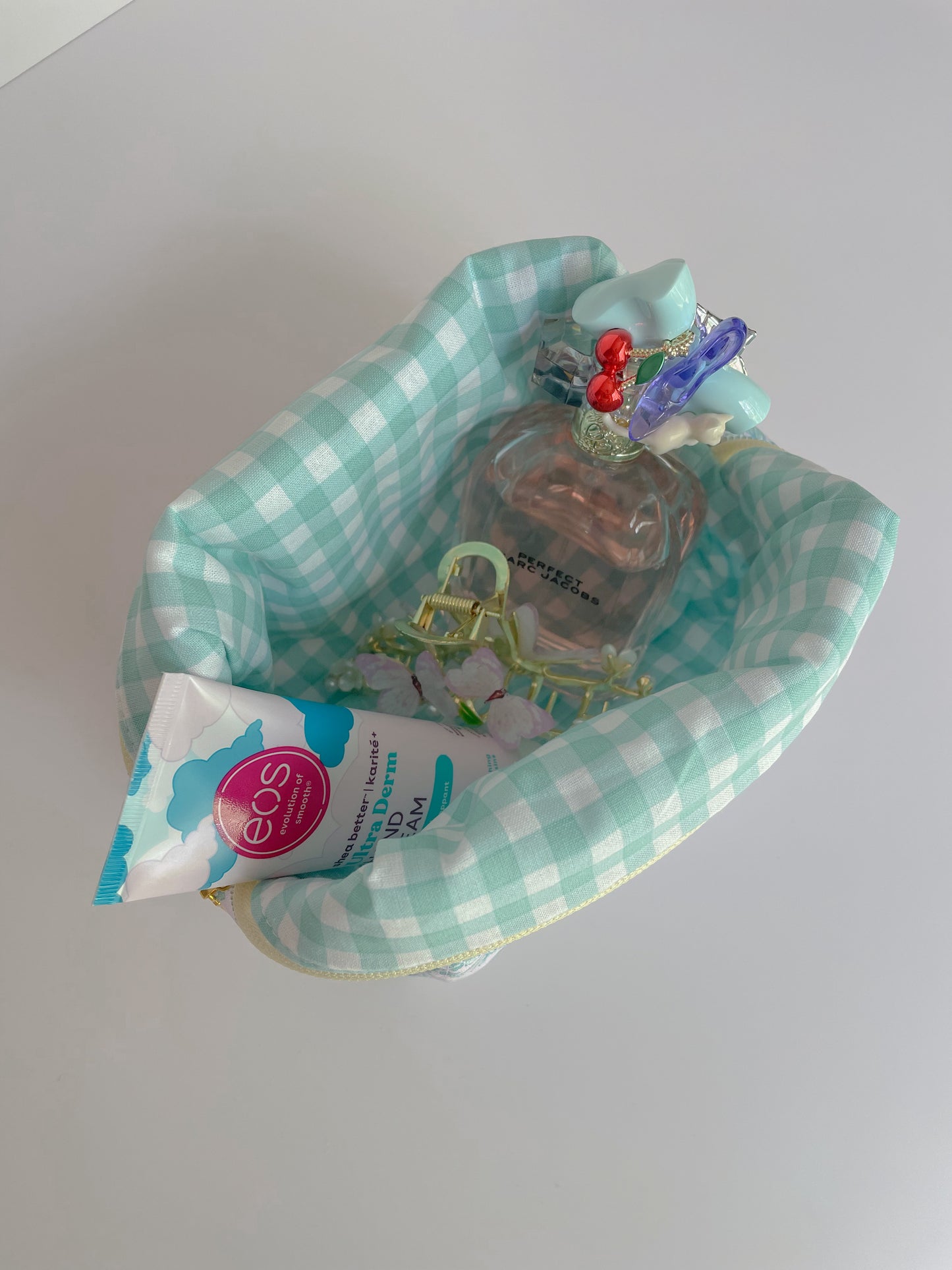 Cottage Core Light Aqua Toile Small Travel Pouch