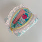 Cottage Core Light Aqua Toile Mini Travel Pouch