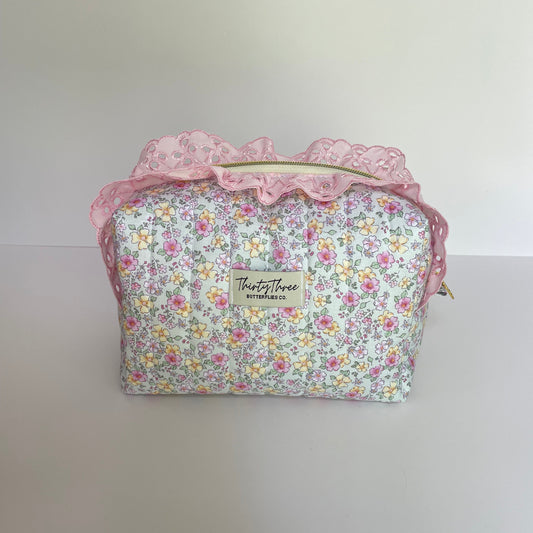 Cottage Core Spring Floral Travel Pouch