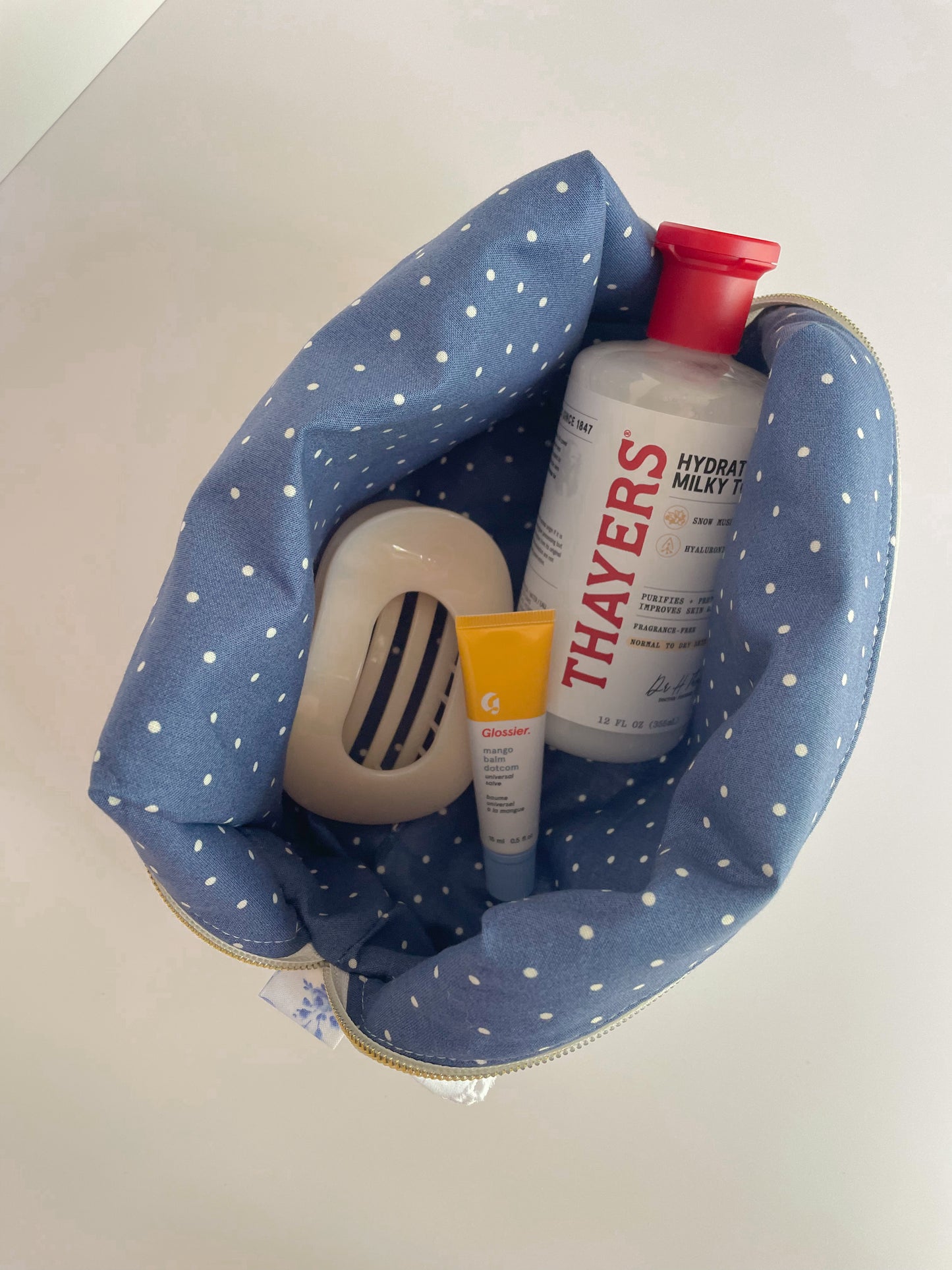 Cottage Core Denim Bows Travel Pouch