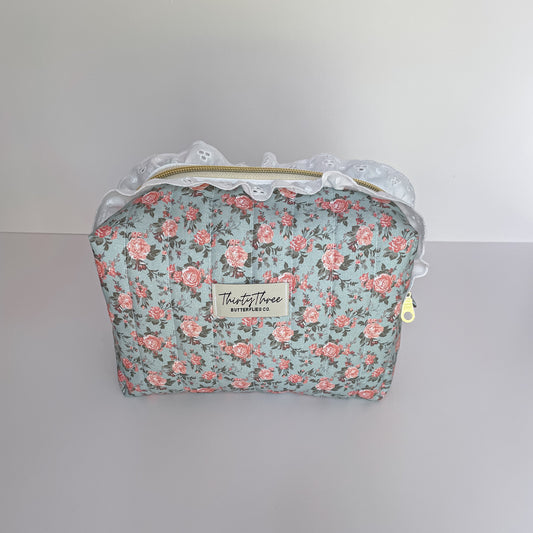 Cottage Core Vintage Rose Travel Pouch