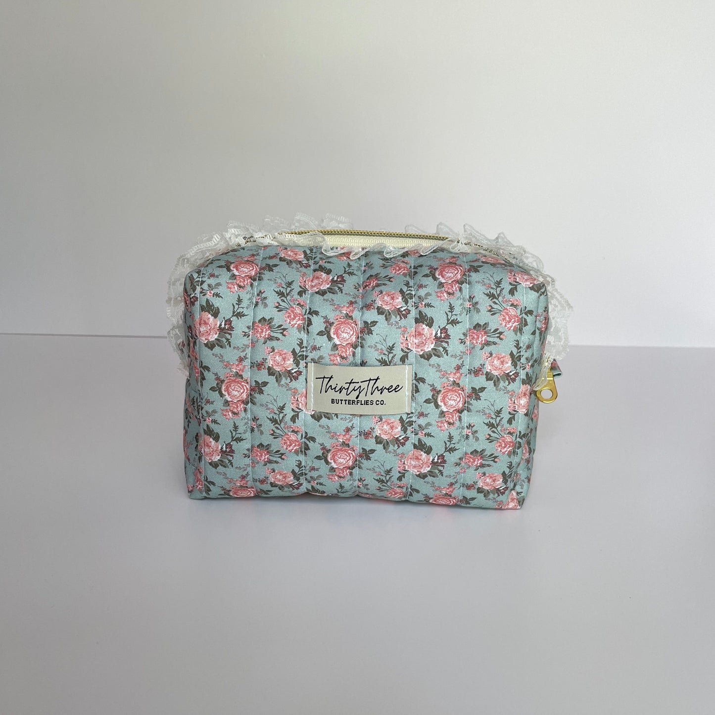 Cottage Core Vintage Rose Small Travel Pouch