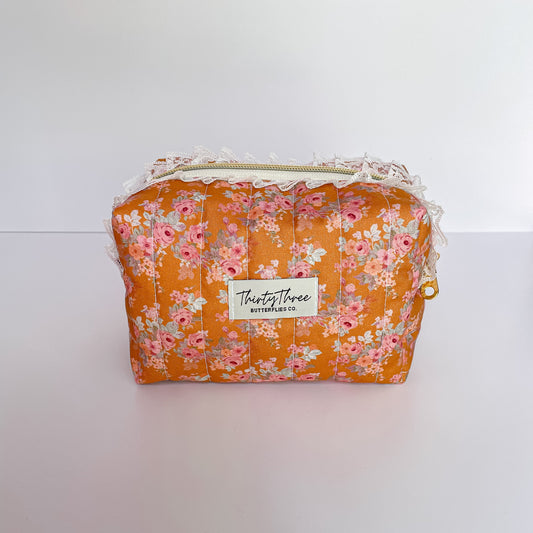 Cottage Core Persimmon Orange Small Travel Pouch