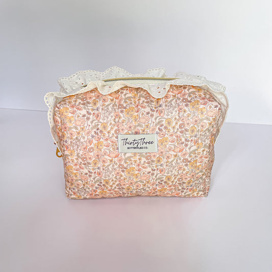 Cottage Core Spring Coral Travel Pouch