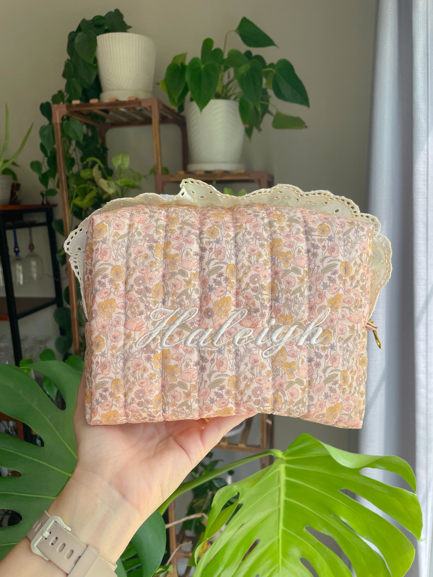 Cottage Core Spring Coral Travel Pouch