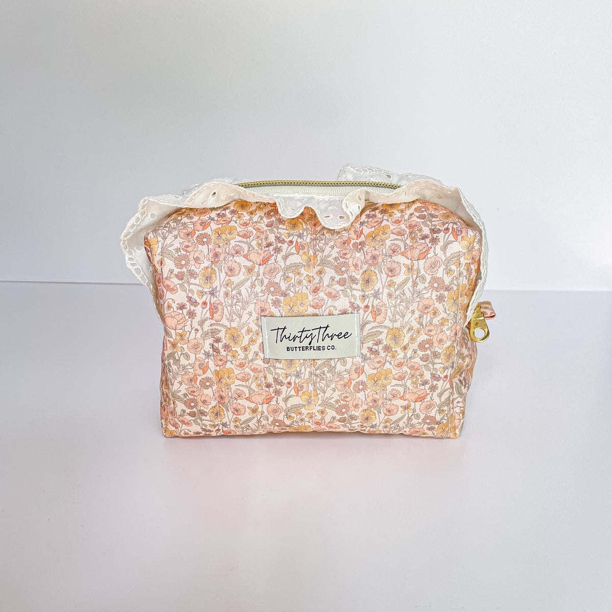 Cottage Core Spring Coral Small Travel Pouch