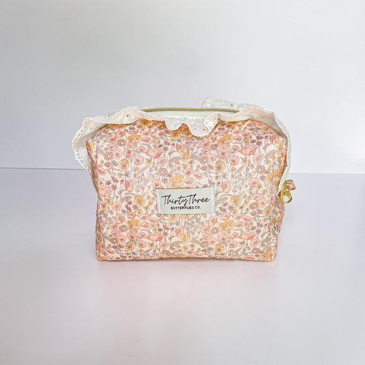 Cottage Core Spring Coral Small Travel Pouch