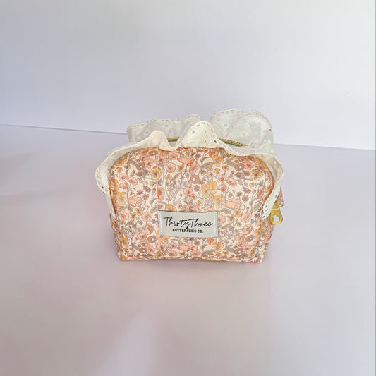 Cottage Core Spring Coral Mini Travel Pouch