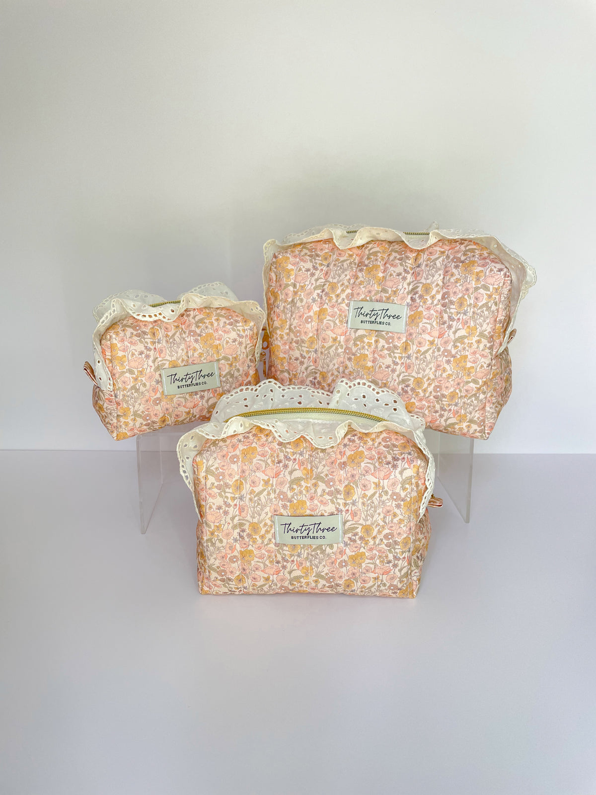 Cottage Core Spring Coral Small Travel Pouch