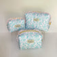 Cottage Core Light Aqua Toile Mini Travel Pouch