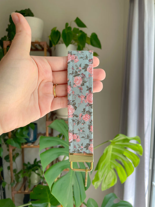 Cottage Core Vintage Rose Wristlet