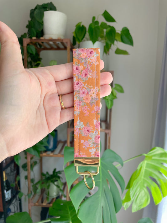 Cottage Core Persimmon Orange Wristlet