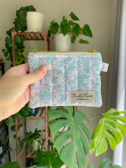 Cottage Core Light Aqua Toile Wallet