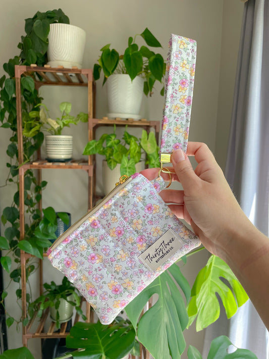 Cottage Core Spring Floral Wristlet