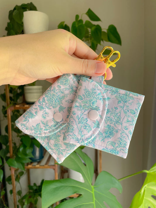 Cottage Core Light Aqua Toile Earbud Case