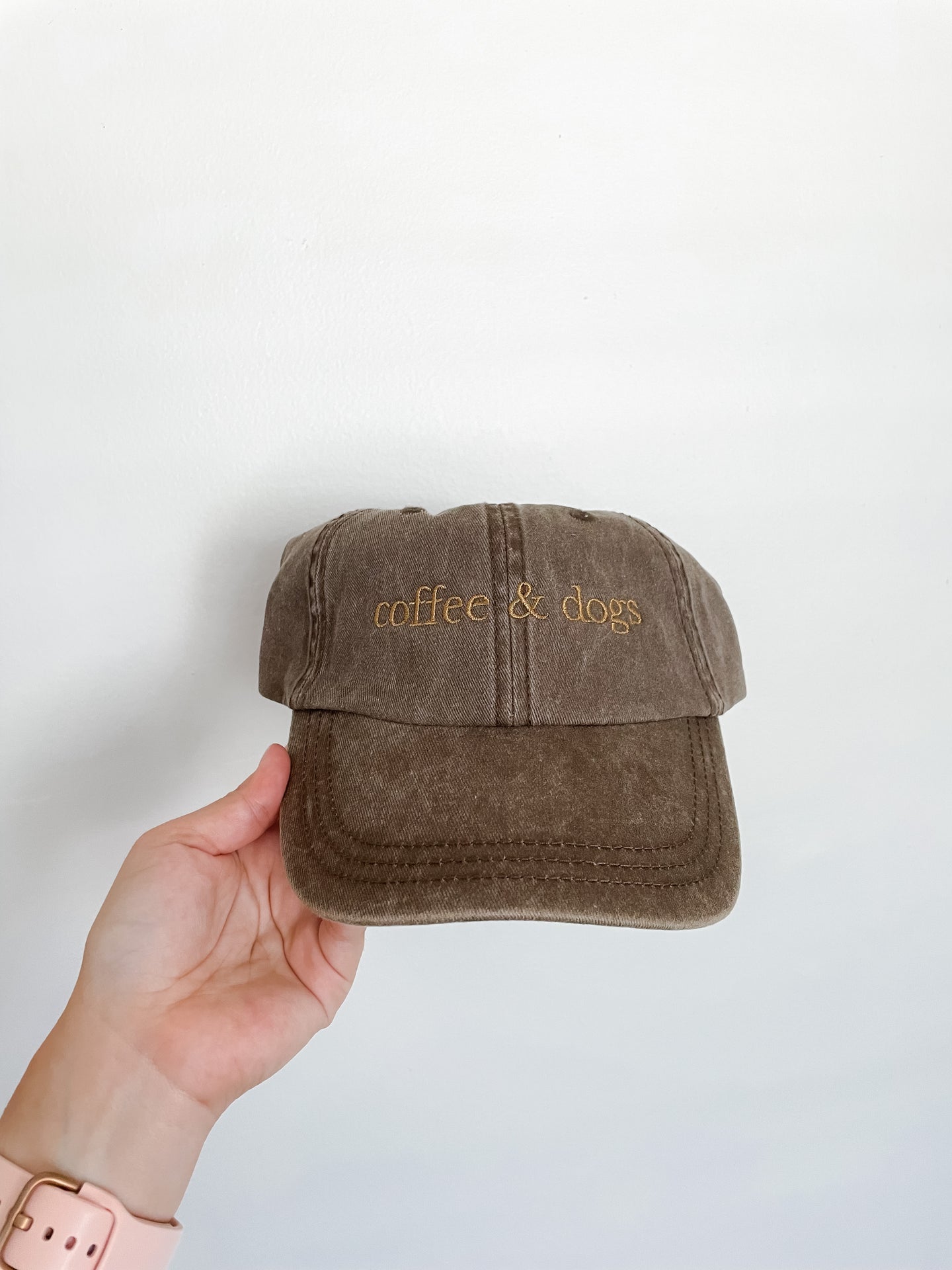 Coffee & Dogs Brown Embroidered Hat