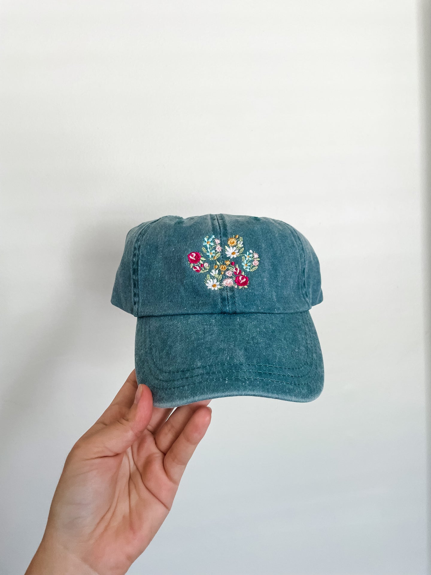 Floral Paw Embroidered Hat
