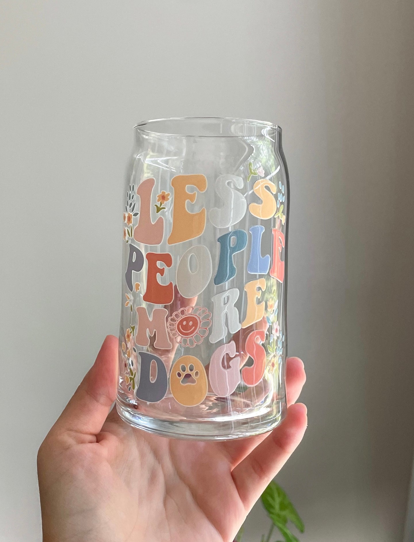 Less People More Dogs Glass