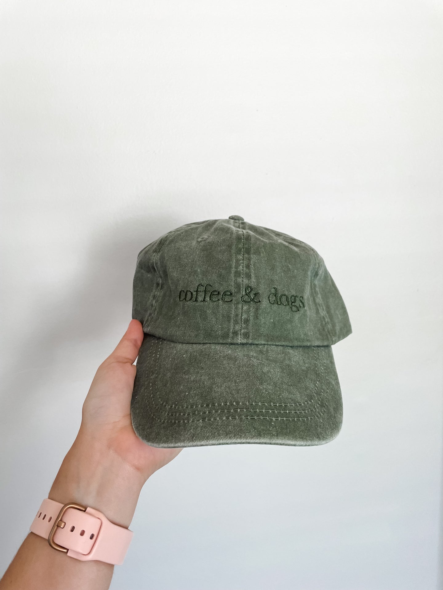 Coffee & Dogs Olive Embroidered Hat