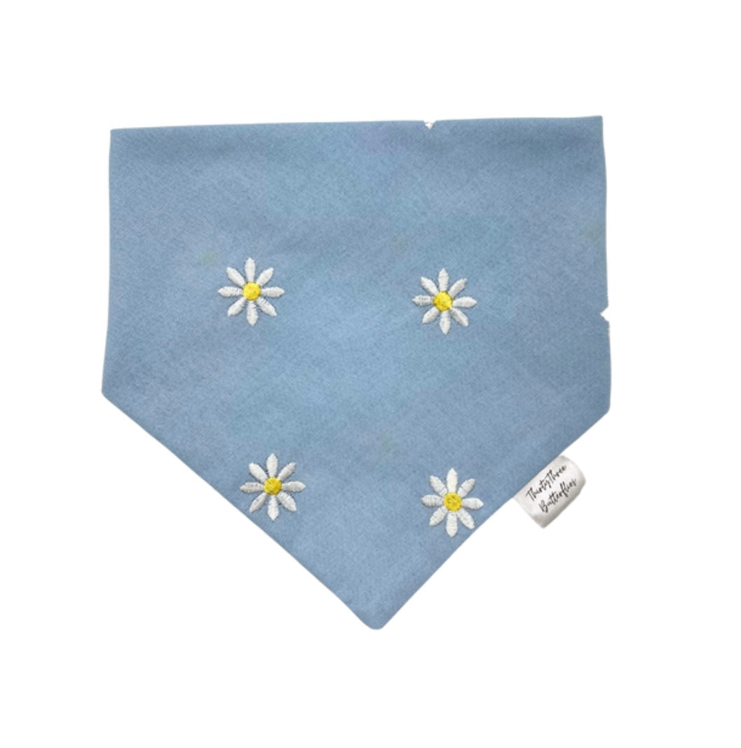 Blue Embroidered Daisy