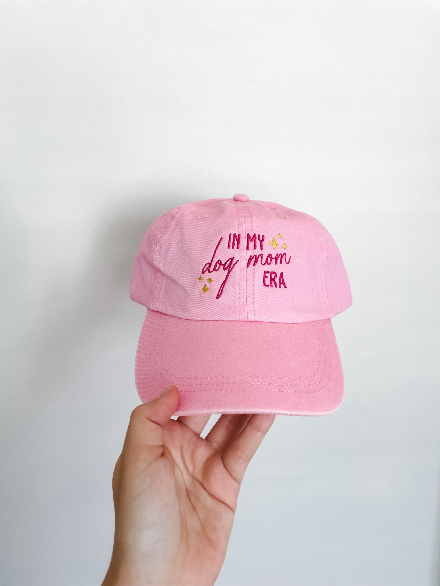 Dog Mom Era Pink Embroidered Hat